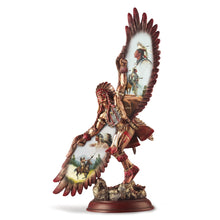 Load image into Gallery viewer, The Bradford Exchange Spirit of the Warrior Bronze Sculpture Collection Issue #4: Silent Sentinel Native American-Inspired Cold-Cast Bronze with Chuck Ren Warrior Portrait and Mahogany Base 8-inches
