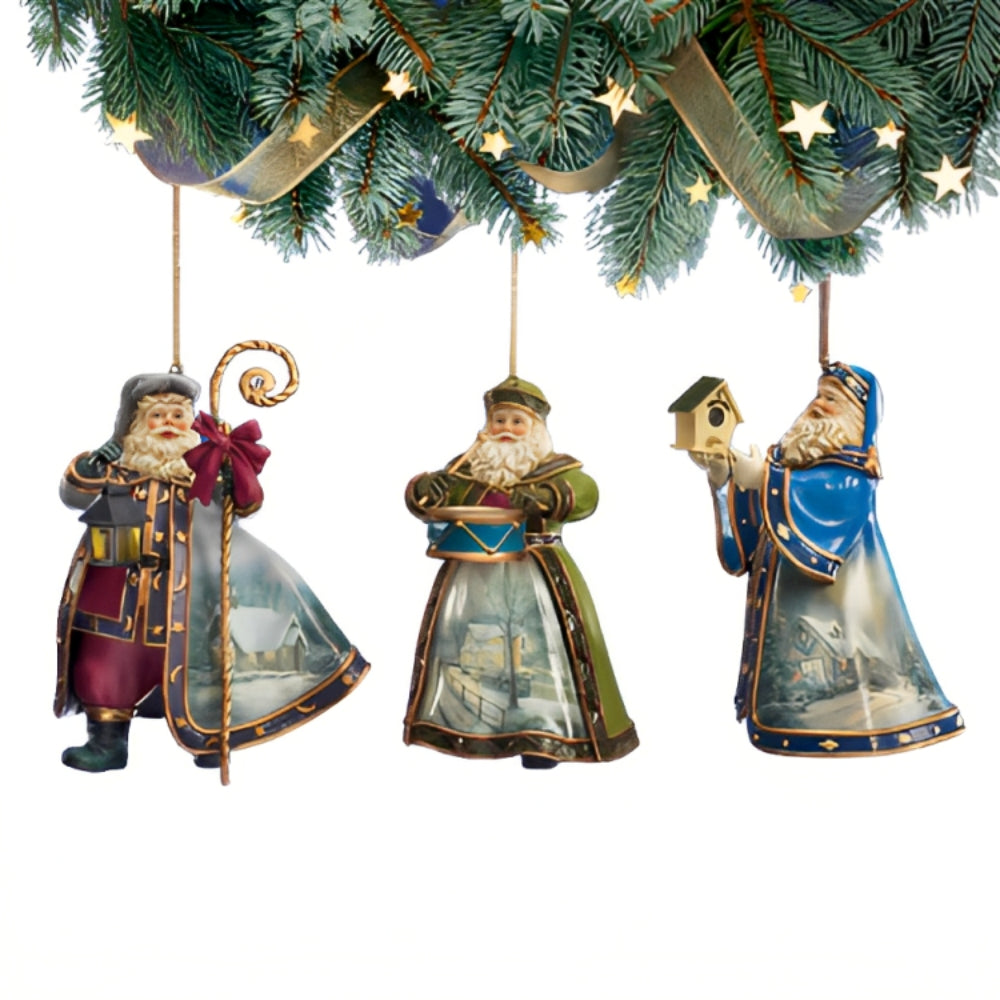 The Ashton-Drake Galleries Victorian Winter Scenes Santas Ornament Collection Issue #11 Painter of Light Artistry Christmas Decoration Set of 3 by Thomas Kinkade 12-inches - RCE Global Solutions