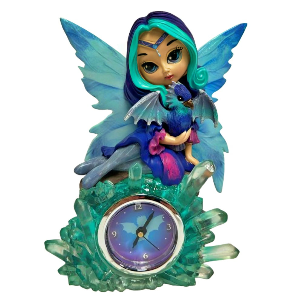 The Bradford Exchange Fantasy Companions Clock Collection Issue #2: 'Enchanted Frostwing' Fairy and Dragon Gloriously Crafted of Clear Crystalline Sculpture by Jasmine Becket-Griffith 6-inches