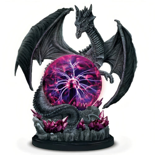The Bradford Exchange Eternal Guardian Protectors of the Realm Intricately Detailed Dragon Sculpture Issue #1 Features Light Up Plasma Ball Globe Responds to Touch and Sparkling Faux Crystals 7-Inches - RCE Global Solutions