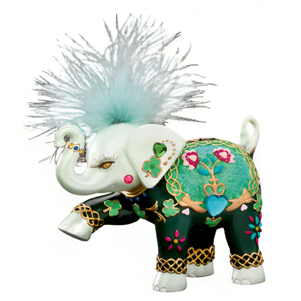 The Hamilton Collection Tons of Fortune Luck of the Irish Elephant Figurine Collection Issue #3 Hand-Painted Irish Symbols Realistic Eyelashes and Luxurious Details by Margaret Le Van 4.5-inches - RCE Global Solutions