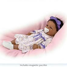 Load image into Gallery viewer, The Ashton-Drake Galleries So Truly Real All God&#39;s Grace in One Tiny Face Lifelike Baby Doll with A Cross Bracelet and Featuring A Purple-Accented Dress 20-inches - RCE Global Solutions
