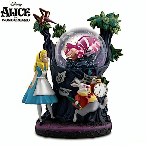 The Bradford Exchange Disney Alice In Wonderland Illuminated Musical Glitter Globe Handcrafted Collectible with LED Lighting and Hand-Painted Character Figurines and Iconic Movie Melody 6.75-inches - RCE Global Solutions