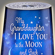 Load image into Gallery viewer, The Bradford Exchange Granddaughter I Love You to The Moon Sleep Sound Machine Nightlight 24 Soothing Sounds Timer USB Rechargeable Celestial Artwork 6-inches
