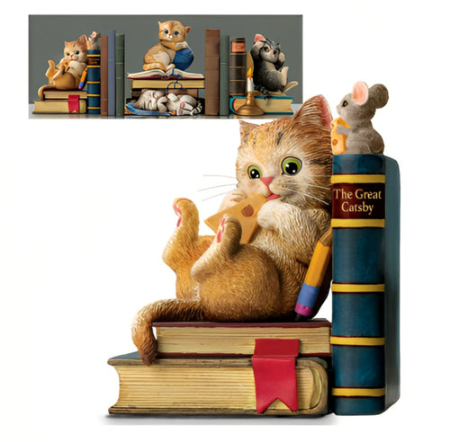 The Bradford Exchange The Great Catsby Kittens Bookend Collection Issue #1 Whimsical Charm and Hand Painted by Kayomi Harai 6.25-inches - RCE Global Solutions