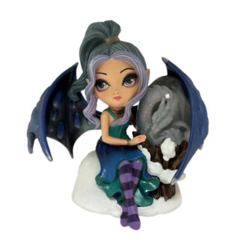 The Hamilton Collection Treasures of the Mystic Dragonlings Figurine Collection Issue #2 Guardian Sapphires Fairy Figurine Handcrafted Glowing Crystalline Egg Gemstones by Jasmine Becket-Griffith 5-Inches