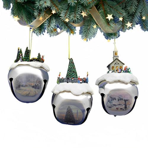 The Ashton-Drake Galleries Winter Sleigh Bells #15 Ornament Collection Set of 3 Christmas Decoration by Thomas Kinkade 3-inches - RCE Global Solutions