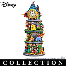 Load image into Gallery viewer, The Bradford Exchange Disney Classics Clock Tower Sculpture Collection Issue #1: Mickey &amp; Friends Hand-Painted 360 Degree Stacked Sculpture Featuring Mickey Mouse Minnie Goofy and Pluto Collectible Decor Tower Measures 14-inches
