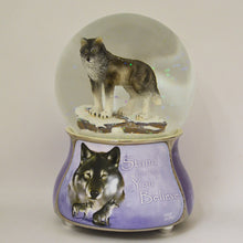 Load image into Gallery viewer, The Bradford Exchange Spirits Within Musical Wolf Glitter Globe: Smoky Sentinel by Eddie Lepage 5.75-inches - RCE Global Solutions
