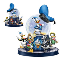 Load image into Gallery viewer, The Bradford Exchange Disney Donald Duck 90th Anniversary Musical Glitter Globe Handcrafted Collectible with Rotating Base &amp; 5 Iconic Donald Duck Sculptures Plays Donald Duck Song 7.5-Inches - RCE Global Solutions
