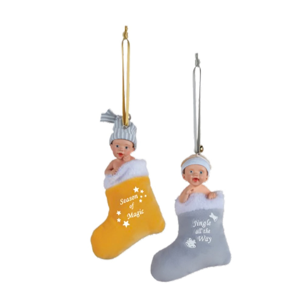 The Ashton-Drake Galleries Holiday Jingle Bell Ornament Collection Issue #3: 'Gold & Silver Baby Ornament' Handcrafted Baby Christmas Decorations by Sherry Rawn 4-inches