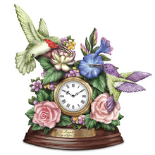 Load image into Gallery viewer, The Hamilton Collection The Simplest Moments Bring Life&#39;s Greatest Joys Hummingbird Table Clock by Lena Liu 8-inches - RCE Global Solutions
