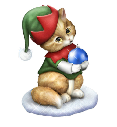 The Bradford Exchange Purr-fect Medleys Figurine Collection Issue #2 Deck The Paws Cat Figurine with Festive Lighting & Plays Melody Christmas Decorations by Kayomi Harai 5-Inches
