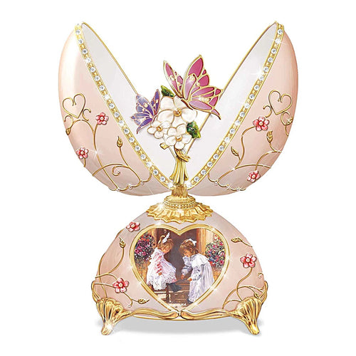 The Bradford Exchange Always My Sister Egg Music Box Heirloom Porcelain® with 22K-Gold Accents and 98 Faux Jewels Inspired by Peter Carl Faberge with Artwork by Sandra Kuck 6-inches - RCE Global Solutions