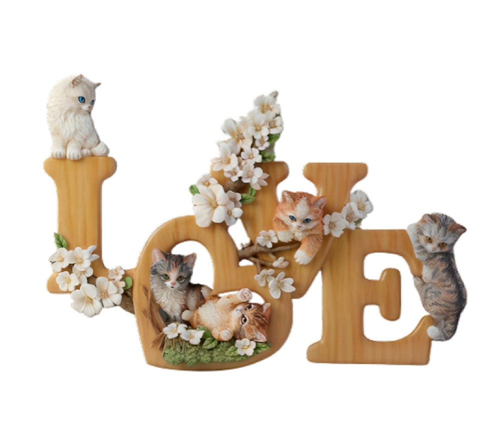 The Bradford Exchange Purr-fect Love Wall Decor Handcrafted Sculptural Cat Decor with Realistic Detailing and Blossom Accents 10.25-Inches | - RCE Global Solutions