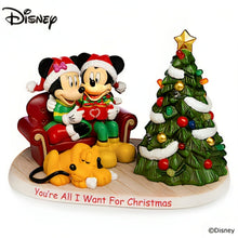 Load image into Gallery viewer, The Hamilton Collection Disney Mickey Mouse and Minnie Mouse You&#39;re All I Want for Christmas Figurine Festive LED-Lit Christmas Tree Handcrafted Christmas Decoration Featuring Disneys Pluto and Heartwarming Sentiment 5.5-inches - RCE Global Solutions
