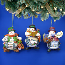 Load image into Gallery viewer, The Ashton-Drake Galleries Memories of Christmas Snowman Ornament Collection Issue #7 Set of 3 Christmas Decoration by Thomas Kinkade 4-inches - RCE Global Solutions
