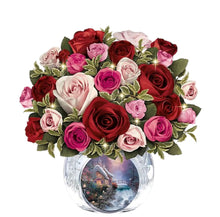 Load image into Gallery viewer, The Bradford Exchange Today, Tomorrow, Always Table Centerpiece Handcrafted Silken Roses in Crystal Vase with Illuminated Lights Always in Bloom® Collectible by Thomas Kinkade 12-Inches
