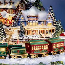 Load image into Gallery viewer, The Bradford Exchange Thomas Kinkade Wonderland Express Christmas Tree Decoration With Santa Sleigh Topper Lights Moving Train and Music With 8 Beloved Xmas Carols 16&quot;-Inches - RCE Global Solutions
