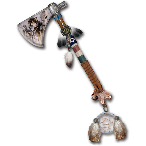 The Bradford Exchange Winter Wanderer Tribal Spirits Glow-In-The-Dark Tomahawk Collection Wall Decor Limited-Edition Native American-inspired Wolf Art by Al Agnew 6.5