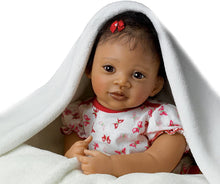 Load image into Gallery viewer, The Ashton-Drake Galleries Sweet Butterfly Kisses Lifelike So Truly Real® Touch Activated African American Black Baby Girl Doll That Coos At The Tickle Of Her Cheek by Artist Waltraud Hanl 19&quot;-Inches - RCE Global Solutions
