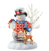 Load image into Gallery viewer, The Bradford Exchange Sharing the Season Snow Wonderful Snowman Collection Issue #1 Hand Painted Elegance With Light Music And Enchanting Details Christmas Decoration Figurine by Thomas Kinkade 7.75-inches - RCE Global Solutions
