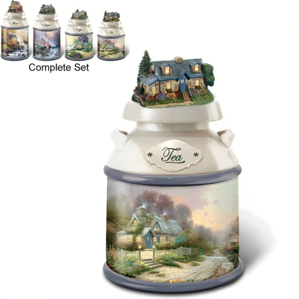 The Bradford Exchange Canister Tea TK Home Sweet Home Canister Collection Issue #1 by Thomas Kinkade 10 to 11.75-inches - RCE Global Solutions