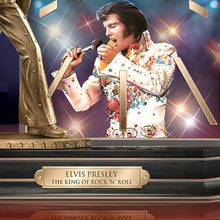 Load image into Gallery viewer, The Bradford Exchange The King of Rock &#39;n&#39; Roll™ The Legend of Elvis™ Illuminating Desk Clock with Sculpted Aloha Tribute + LED Backlight by Nate Giorgio 9.5-Inches - RCE Global Solutions
