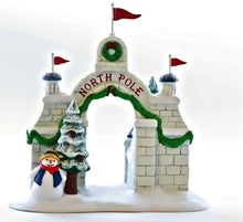 Load image into Gallery viewer, The Bradford Exchange Thomas Kinkade North Pole Village Issue #5: North Pole Gate Accesory Handcrafted Hand-Painted Christmas Village Collectible Holiday Decor by Hawthorne Village 5-inches
