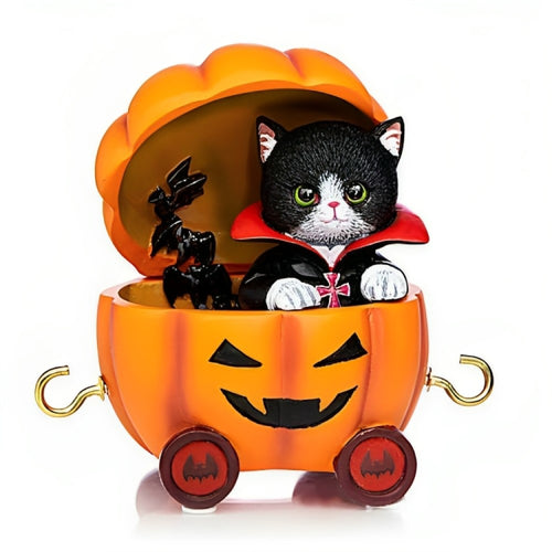 The Hamilton Collection Love At First Bite from Happy Meow-loween Express Figurine Collection Issue #2 Halloween Train Inspired by Original Artwork of Kayomi Harai 3-1/4-inches - RCE Global Solutions