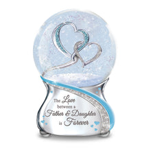 Load image into Gallery viewer, The Bradford Exchange The Love Between A Father and Daughter is Forever Musical Glitter Globe Featuring Entwined Silvery &amp; Glittery Pave Hearts &amp; Plays Always in My Heart - RCE Global Solutions
