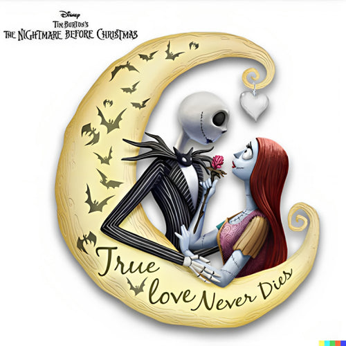The Bradford Exchange Nightmare Before Christmas Jack & Sally Glow In The Dark Wall Decor True Love Never Dies 7.5"-Inches