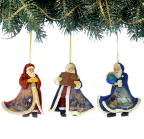 The Ashton-Drake Galleries Victorian Winter Scenes Santas Ornament Collection Issue #44 Painter of Light Artistry Christmas Decoration Set of 3 by Thomas Kinkade 12-inches - RCE Global Solutions