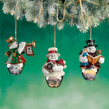 Load image into Gallery viewer, The Bradford Exchange Snow-Bell Holidays Ornaments #3 Set of 3 Christmas Decoration by Thomas Kinkade 3.5-inches - RCE Global Solutions
