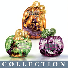 Load image into Gallery viewer, The Bradford Exchange Haunted Home Pumpkin Spooky Sights and Bright Lights Sculpture Collection Issue #2 Handcrafted Glittering LED-Lit Artistry by Dona Gelsinger 7-inches - RCE Global Solutions
