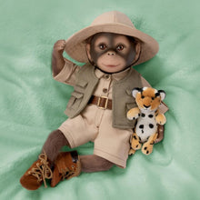 Load image into Gallery viewer, The Ashton - Drake Galleries Milo the Safari Monkey Doll Lifelike So Truly Real® Hand Applied Mohair Weighted Fully Poseable with Soft RealTouch® Vinyl Skin and Plush Leopard Stuffed Animal 16&quot;-Inches

