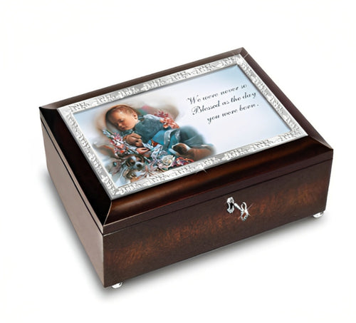 The Bradford Exchange Loving Blessings Boy Music Box Cherished Melody of Joyful Arrival Hand Crafted for Heirloom Quality with Artwork Crystal Clear Glass Lid 5.9-inches - RCE Global Solutions