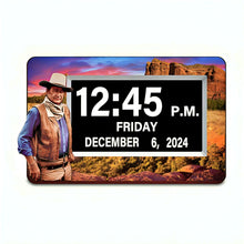 Load image into Gallery viewer, The Bradford Exchange John Wayne Easy-Read Full Disclosure Digital Clock with Iconic Monument Valley Art LED Display with Large 1.5-Inch Digits USB Port and Remote Control Handcrafted Resin Frame with Bas-Relief Details 9.5&quot; W x 7&quot; H
