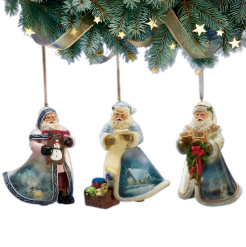 The Ashton-Drake Galleries Victorian Winter Scenes Santas Ornament Collection Issue #27 Painter of Light Artistry Three Dimensional Elegance with Elaborate Detailing Christmas Decoration Set of 3 by Thomas Kinkade 12-inches - RCE Global Solutions