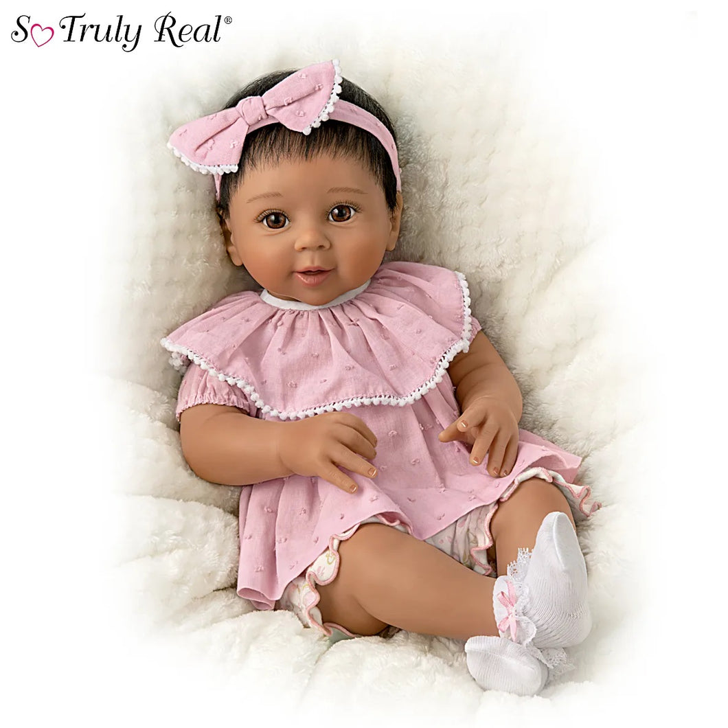 The Ashton-Drake Galleries Camila Lifelike Baby Doll In Custom Outfit RealTouch Vinyl Skin Weighted Cloth Body Hand-rooted Hair Poseable by Sherry Rawn 17-inches - RCE Global Solutions