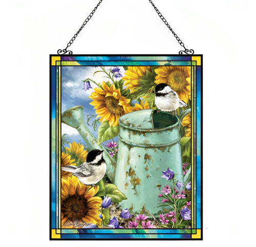The Bradford Exchange Sunflower Chickadees Splendid Songbirds Suncatcher Collection Issue #2 A Symphony of Colorful Elegance for Your Windows! Limited Edition Stained Glass Artistry by Dona Gelsinger 7.5-inches - RCE Global Solutions