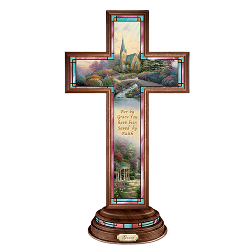 The Bradford Exchange "Grace" Issue #6 Light of Faith Illuminated Cross Collection by Thomas Kinkade 8-inches
