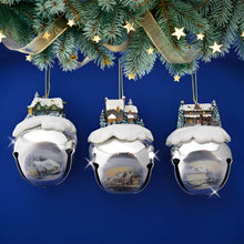 Load image into Gallery viewer, The Ashton-Drake Galleries Winter Sleigh Bells #5 Ornament Collection Set of 3 Christmas Decoration by Thomas Kinkade 3-inches - RCE Global Solutions
