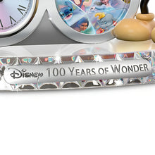 Load image into Gallery viewer, The Bradford Exchange Mickey Mouse Disney 100 Years of Wonder Clock Mickey Mouse Commemorative Clock Handcrafted Hand-Painted Disney Collectible Precision Quartz Movement Electroplated Finish and Faceted Crystalline Base 10&quot; W x 7&quot; H x 4&quot; D - RCE Global Solutions
