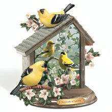 Load image into Gallery viewer, The Bradford Exchange Serenade of Spring Goldfinches Illuminated Songbird Sculpture Season&#39;s Splendor Collection Issue#2 by Hautman Brothers 5.75&quot; W x 7&quot; H x 4.5&quot; D - RCE Global Solutions
