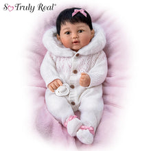 Load image into Gallery viewer, The Ashton-Drake Galleries Yuki, The Brightest Star Baby Doll So Truly Real® with Faux Fur-lined Hood RealTouch® Vinyl Skin Hand-rooted Hair, Poseable, Weighted Cloth Body by Ping Lau 19-inches - RCE Global Solutions
