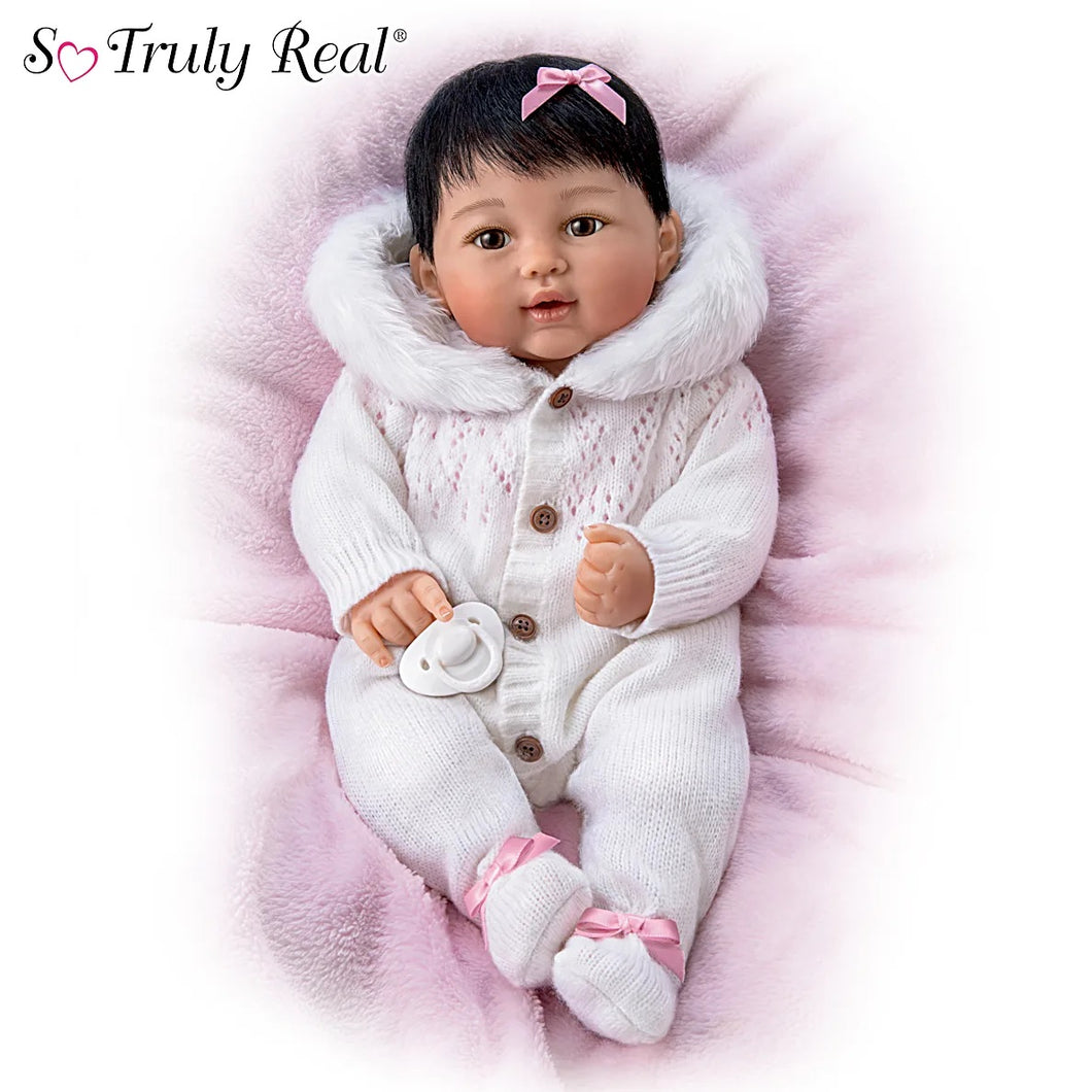 The Ashton-Drake Galleries Yuki, The Brightest Star Baby Doll So Truly Real® with Faux Fur-lined Hood RealTouch® Vinyl Skin Hand-rooted Hair, Poseable, Weighted Cloth Body by Ping Lau 19-inches - RCE Global Solutions