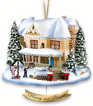 Load image into Gallery viewer, The Bradford Exchange Merriest of Holiday Moments Ornament Collection Issue #1 Set of 5 Unique Ornaments in Custom-Designed Musical Storage Box Handcrafted Christmas Decoration by Thomas Kinkade 4-inches - RCE Global Solutions
