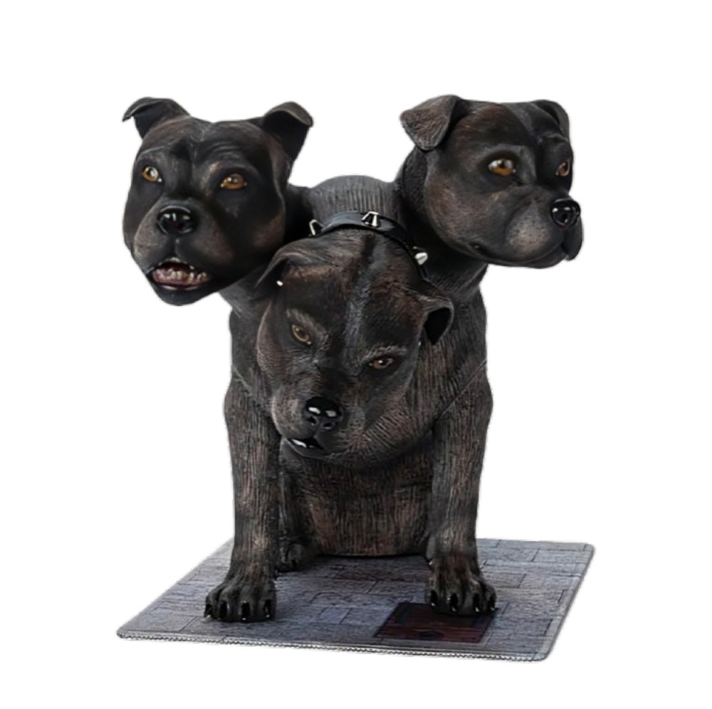 The Ashton-Drake Galleries HOGWARTS™ Most Ferocious Guardians FLUFFY™ Hagrid’s Three-Headed Dog Collector’s Edition Figure with Articulated Heads & Trap Door Mat Officially Licensed 12-inches