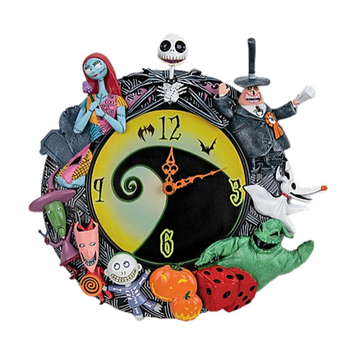 The Bradford Exchange Disney Tim Burton's The Nightmare Before Christmas Wall Clock Handcrafted Timepiece with Eight Lovable Characters - A Must-Have for Halloween & Disney Collectors 11-Inches